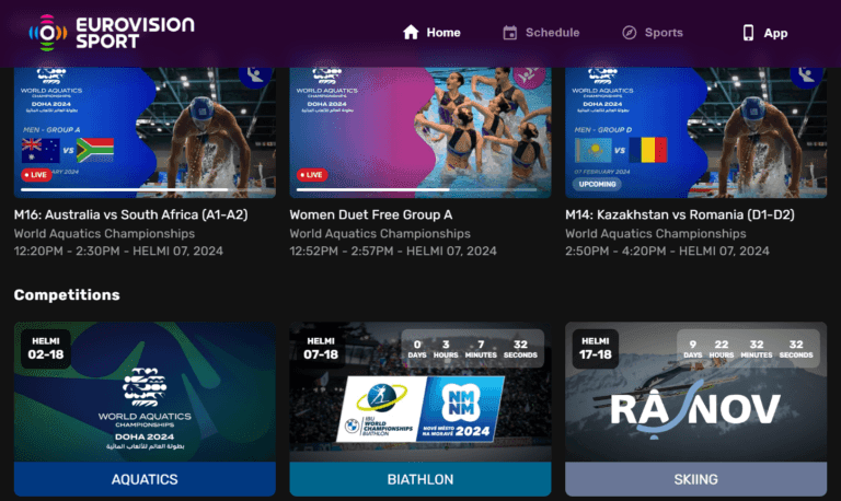Eurovision Sport on uusi ilmainen urheilun suoratoistopalvelu
