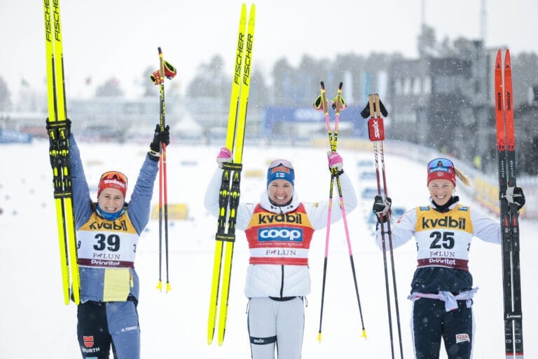 Kerttu Niskanen juhli voittoa Falunissa